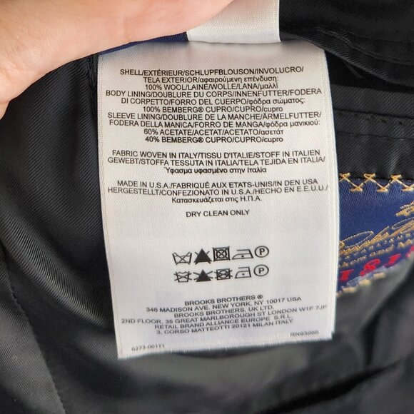 Brooks Brothers 1818 Milano Slim Saxxon Wool Blazer Black Pinstripe 42L - Picture 14 of 15